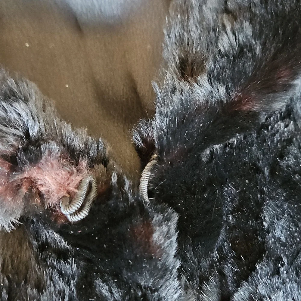 Vintage Sheared Fur Black Cape OS